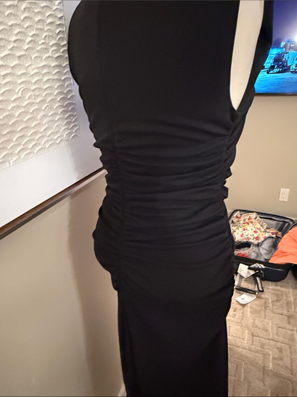 Dkny Black Cap-Sleeve Midi Dress - Picture 8 of 9